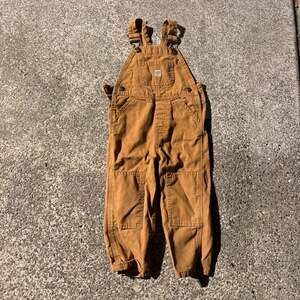 Vintage Carhartt Toddler Washed Duck Double Knee Bib Overalls in Carhartt Brown